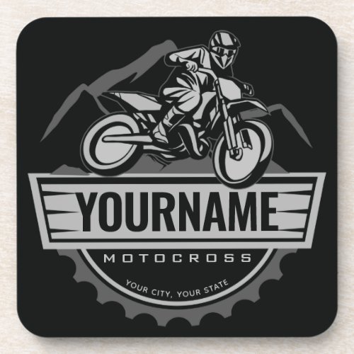 Personalized Motocross Rider Dirt Bike Hill Racing Beverage Coaster