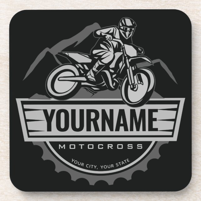 Personalized Motocross Rider Dirt Bike Hill Racing Beverage Coaster (Front)