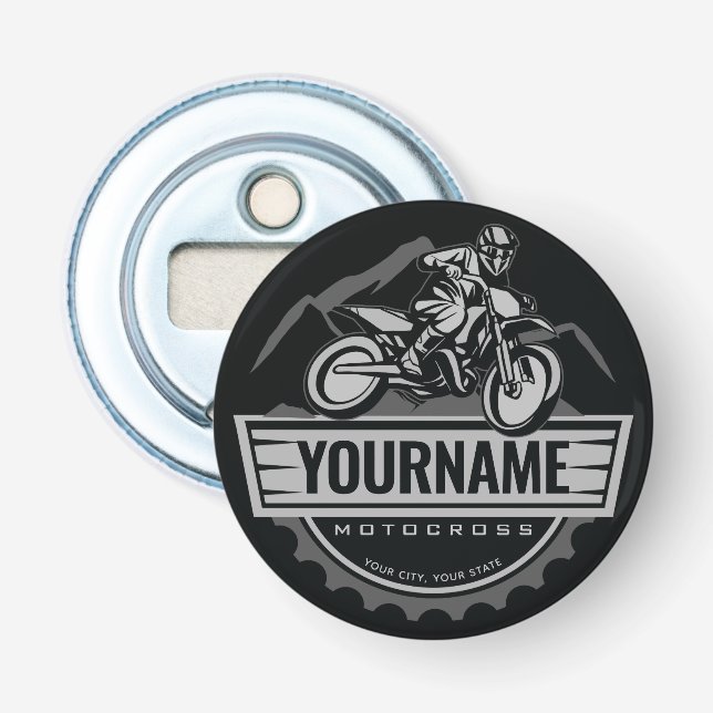 Personalized Motocross Rider Dirt Bike Hill Racing Bottle Opener (Front)