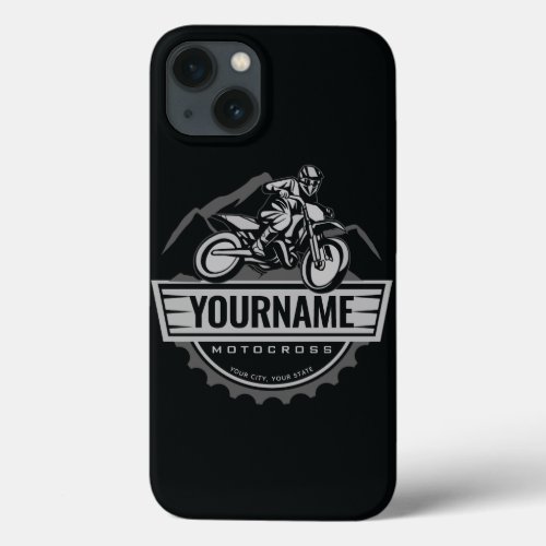 Personalized Motocross Rider Dirt Bike Hill Racing iPhone 13 Case