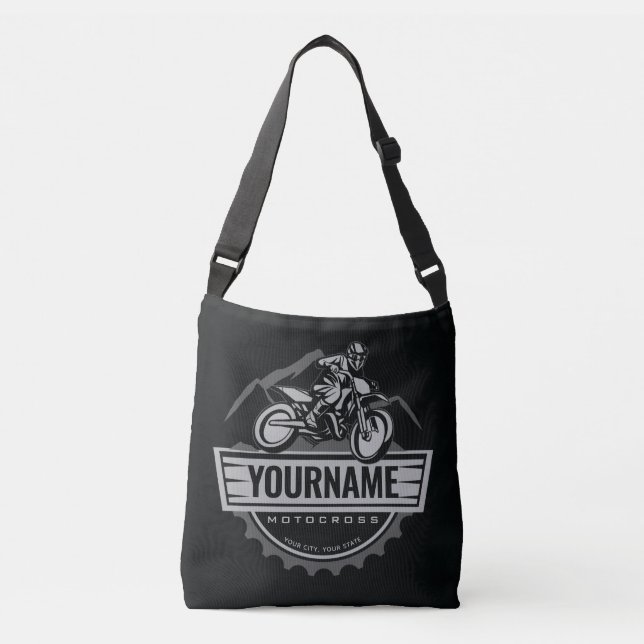 Personalized Motocross Rider Dirt Bike Hill Racing Crossbody Bag (Front)