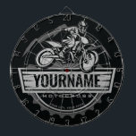 Personalized Motocross Rider Dirt Bike Hill Racing Dart Board<br><div class="desc">Personalized Dirt Bike Rider Motocross Racing Moto Racer Motorcycle Gifts -  Customize with your Name or Custom Text!</div>