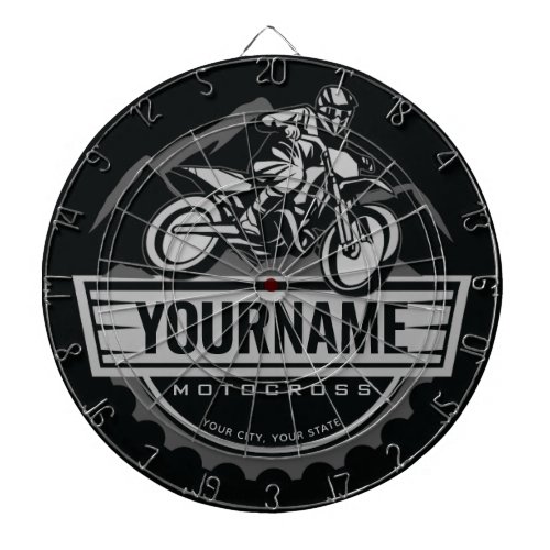 Personalized Motocross Rider Dirt Bike Hill Racing Dart Board