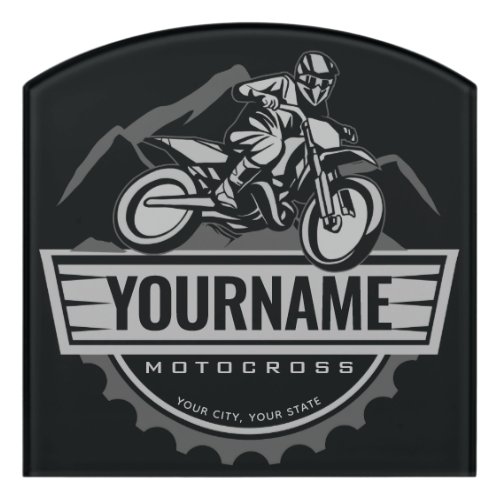 Personalized Motocross Rider Dirt Bike Hill Racing Door Sign