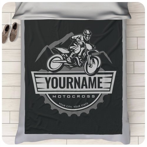 Personalized Motocross Rider Dirt Bike Hill Racing Fleece Blanket