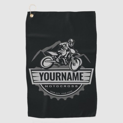 Personalized Motocross Rider Dirt Bike Hill Racing Golf Towel