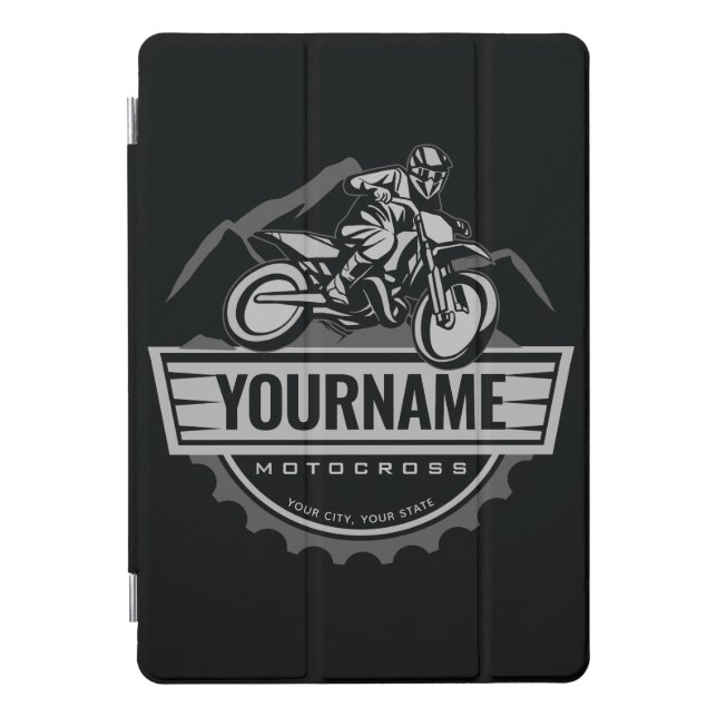 Personalized Motocross Rider Dirt Bike Hill Racing iPad Pro Cover (Front)