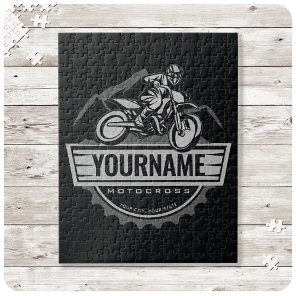 Personalized Motocross Rider Dirt Bike Hill Racing Jigsaw Puzzle