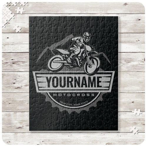 Personalized Motocross Rider Dirt Bike Hill Racing Jigsaw Puzzle