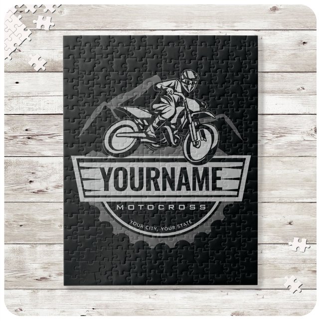 Personalized Motocross Rider Dirt Bike Hill Racing Jigsaw Puzzle (Creator Uploaded)