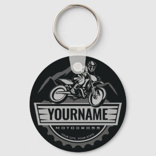 Personalized Motocross Rider Dirt Bike Hill Racing Keychain