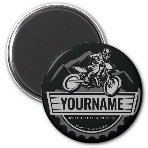 Personalized Motocross Rider Dirt Bike Hill Racing Magnet