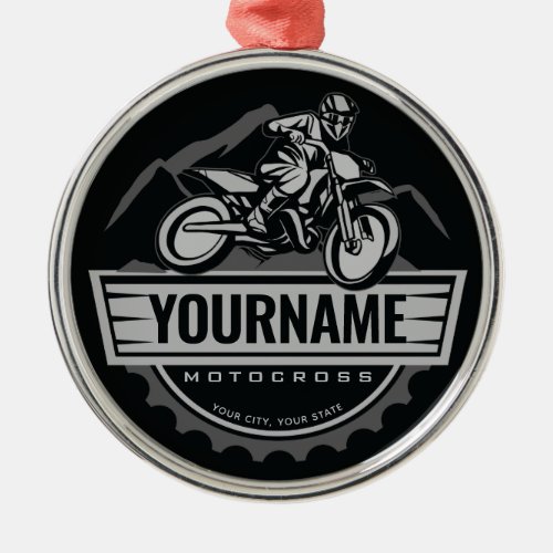 Personalized Motocross Rider Dirt Bike Hill Racing Metal Ornament