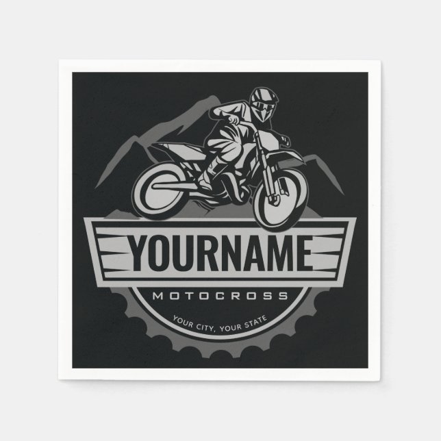 Personalized Motocross Rider Dirt Bike Hill Racing Napkins (Front)
