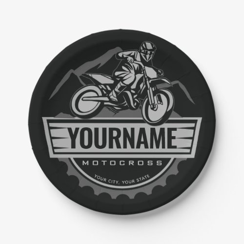 Personalized Motocross Rider Dirt Bike Hill Racing Paper Plates