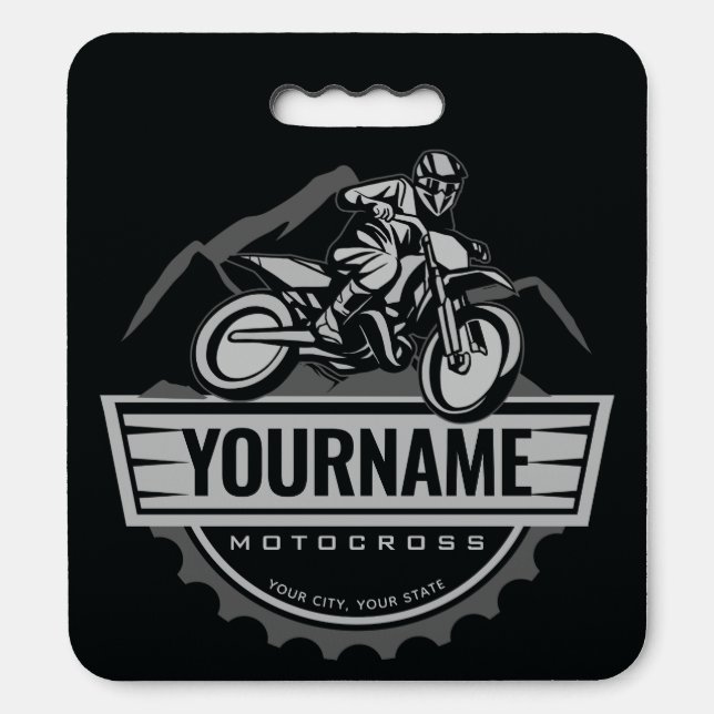 Personalized Motocross Rider Dirt Bike Hill Racing Seat Cushion (Front Vertical)