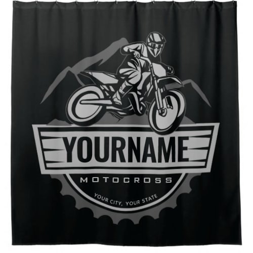Personalized Motocross Rider Dirt Bike Hill Racing Shower Curtain