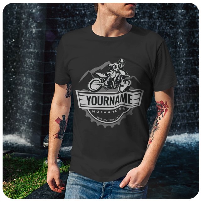 Personalized Motocross Rider Dirt Bike Hill Racing T-Shirt (Creator Uploaded)