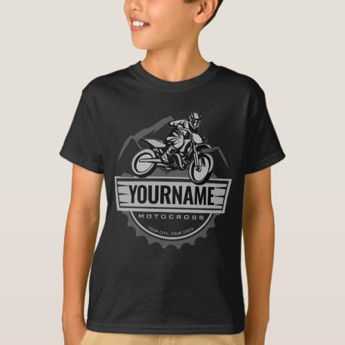 Personalized Motocross Rider Dirt Bike Hill Racing T_Shirt