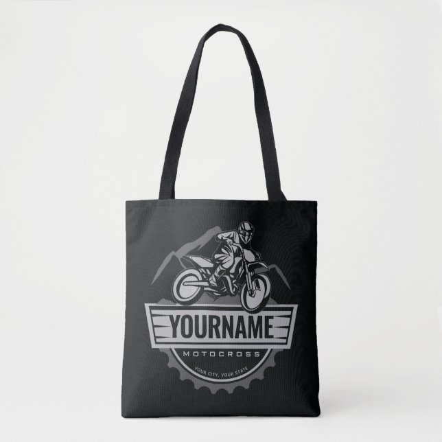 Personalized Motocross Rider Dirt Bike Hill Racing Tote Bag (Front)