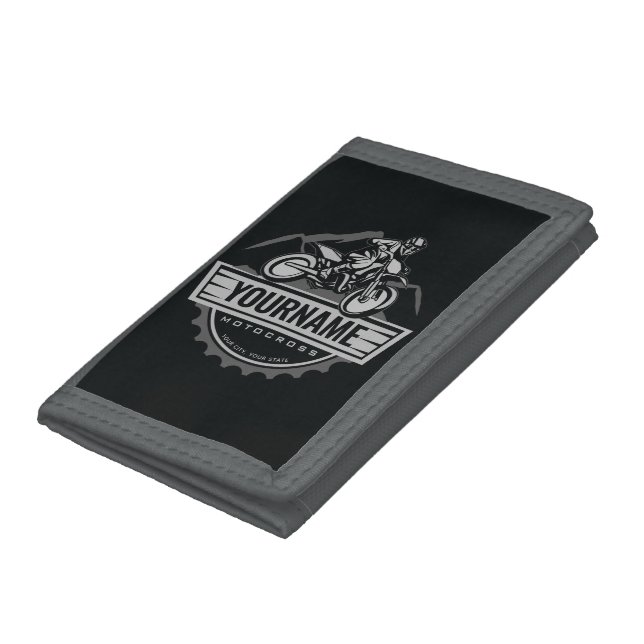 Personalized Motocross Rider Dirt Bike Hill Racing Trifold Wallet (Bottom)