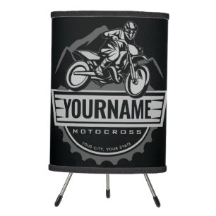 Personalized Motocross Rider Dirt Bike Hill Racing Tripod Lamp