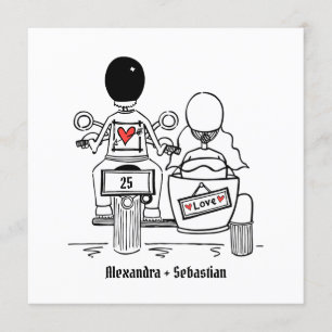 Personalized Motorbike & Sidecar Anniversary Invitation