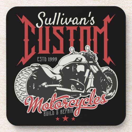 Personalized Motorcycle Big Bad Bike Biker Garage  Beverage Coaster