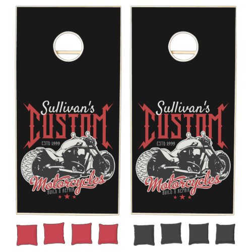 Personalized Motorcycle Big Bad Bike Biker Garage  Cornhole Set