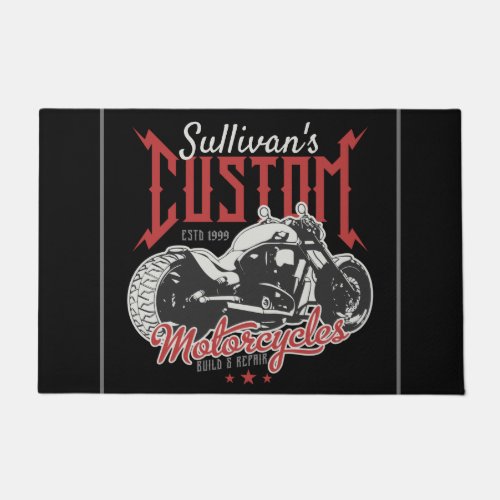 Personalized Motorcycle Big Bad Bike Biker Garage Doormat