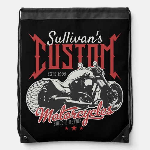  Personalized Motorcycle Big Bad Bike Biker Garage Drawstring Bag