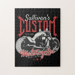Personalized Motorcycle Big Bad Bike Biker Garage Jigsaw Puzzle
