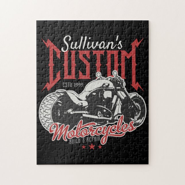 Personalized Motorcycle Big Bad Bike Biker Garage  Jigsaw Puzzle (Vertical)