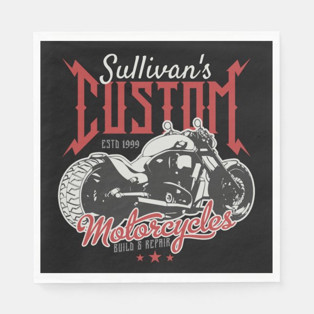 Personalized Motorcycle Big Bad Bike Biker Garage  Napkins (Front)
