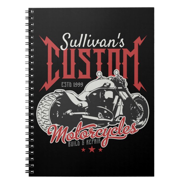 Personalized Motorcycle Big Bad Bike Biker Garage Notebook (Front)