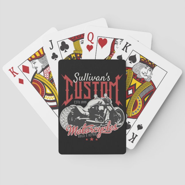 Personalized Motorcycle Big Bad Bike Biker Garage  Poker Cards (Back)