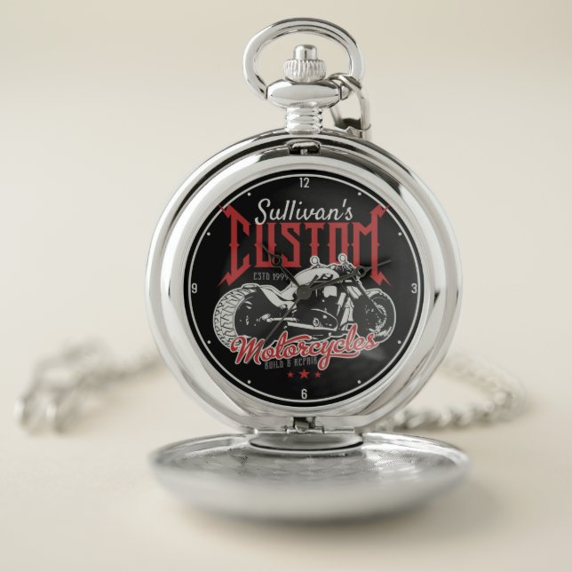  Personalized Motorcycle Big Boy Bike Biker Garage Pocket Watch (Inside)