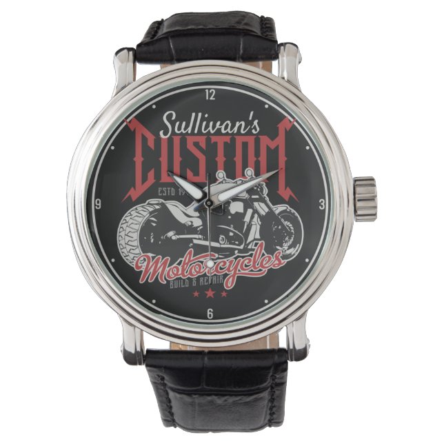  Personalized Motorcycle Big Boy Bike Biker Garage Watch (Front)