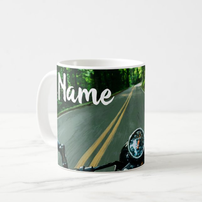 Personalized Motorcycle Biker Design Coffee Mug (Front Left)