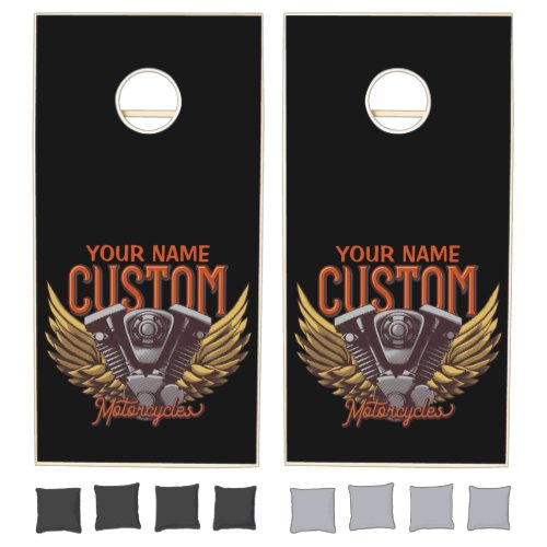  Personalized Motorcycle Eagle Wings Biker Garage  Cornhole Set