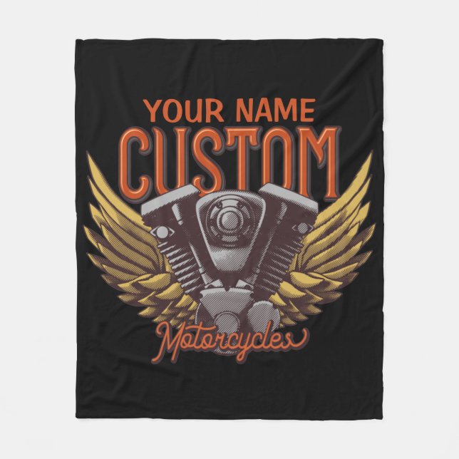  Personalized Motorcycle Eagle Wings Biker Garage  Fleece Blanket (Front)