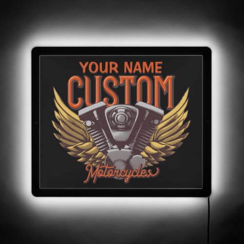  Personalized Motorcycle Eagle Wings Biker Garage  LED Sign