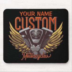 Personalized Motorcycle Eagle Wings Biker Garage Mouse Pad
