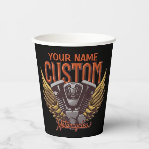  Personalized Motorcycle Eagle Wings Biker Garage  Paper Cups