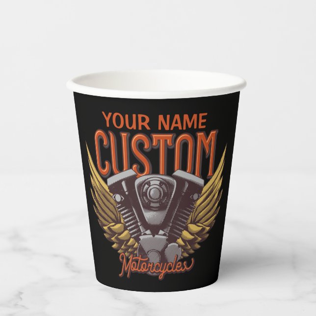  Personalized Motorcycle Eagle Wings Biker Garage  Paper Cups (Front)
