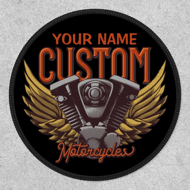  Personalized Motorcycle Eagle Wings Biker Garage Patch (Front)