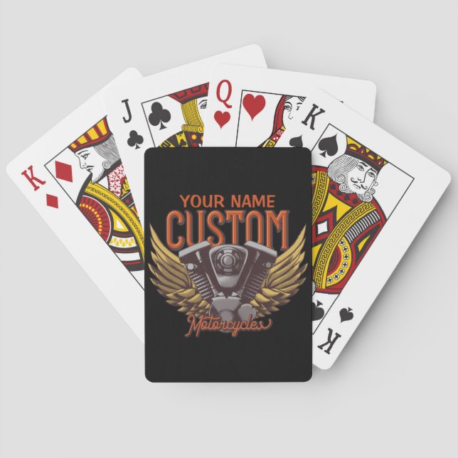  Personalized Motorcycle Eagle Wings Biker Garage  Poker Cards (Back)