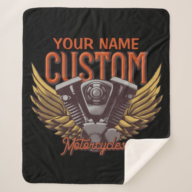  Personalized Motorcycle Eagle Wings Biker Garage  Sherpa Blanket (Front)
