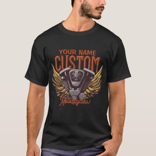 Personalized Motorcycle Eagle Wings Biker Garage T_Shirt