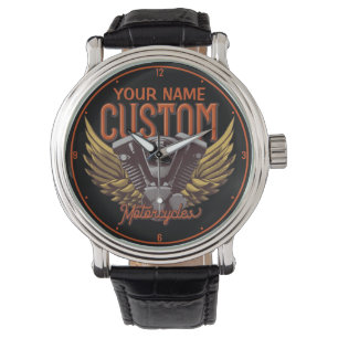 Personalized Motorcycle Eagle Wings Biker Garage Watch